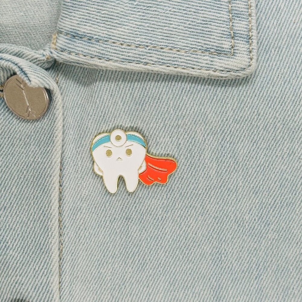 ⭐ Enamel Pin Superhero Dentist Tooth Badge Tooth Dental Health Dentist Broch Oz⭐